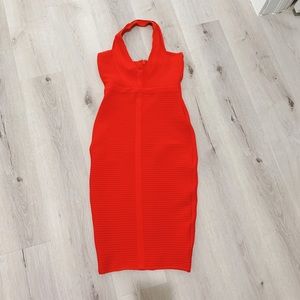 Red Bandage Halter Dress